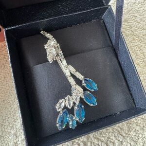 Prada Silver and Blue Crystal Earrings